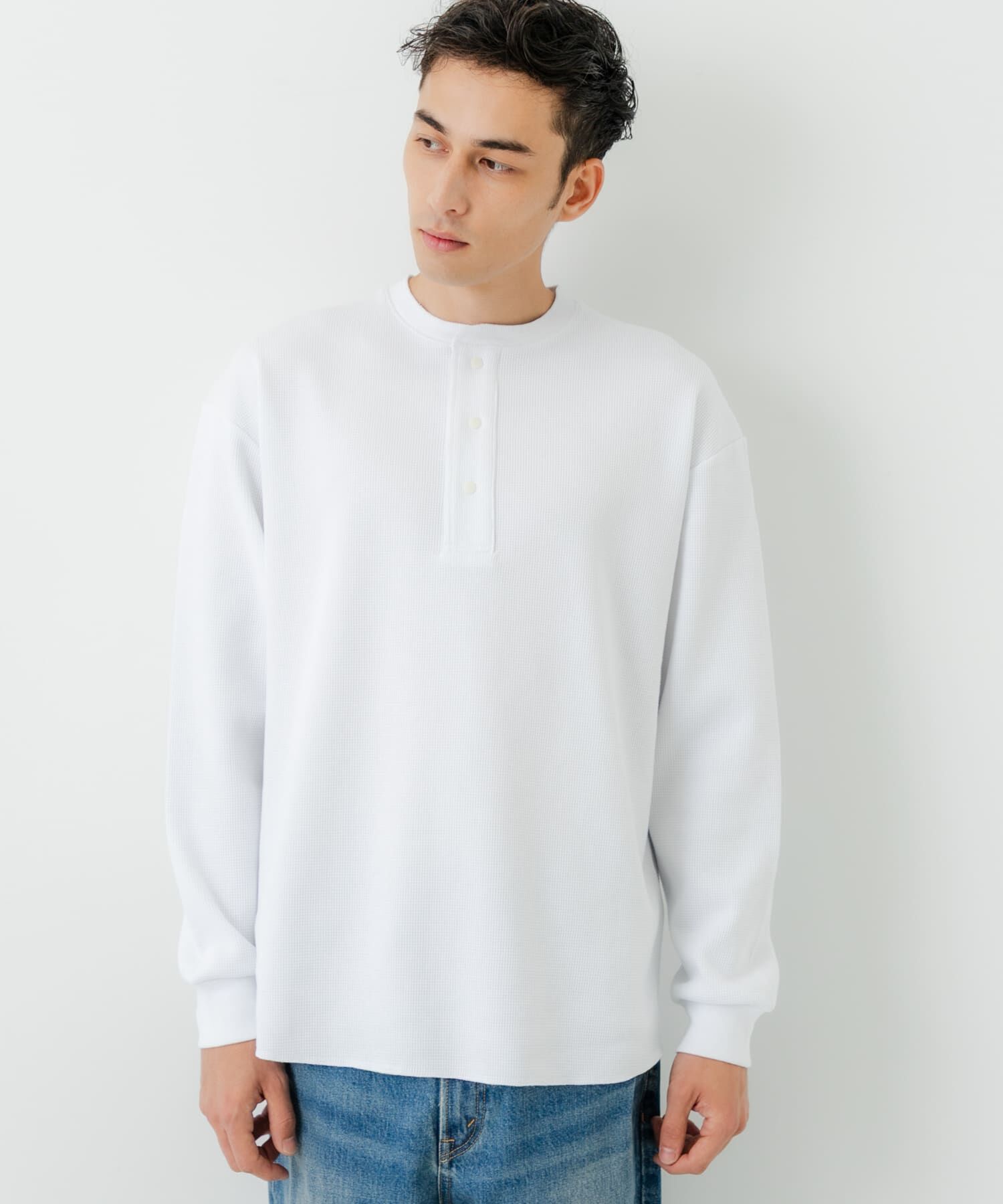 URBAN RESEARCH「『UR TECH』度詰めワッフルヘンリーロングスリーブ」|Tシャツ・カットソー|