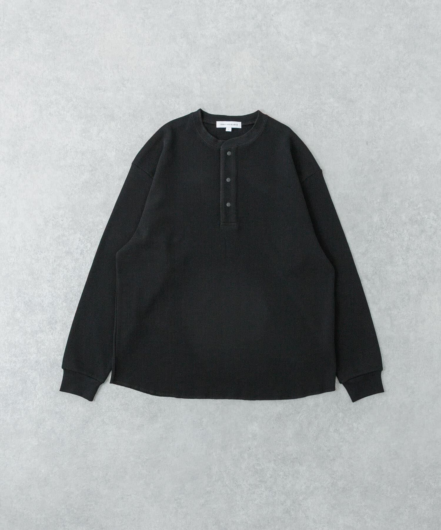 URBAN RESEARCH「『UR TECH』度詰めワッフルヘンリーロングスリーブ」|Tシャツ・カットソー|ブラック
