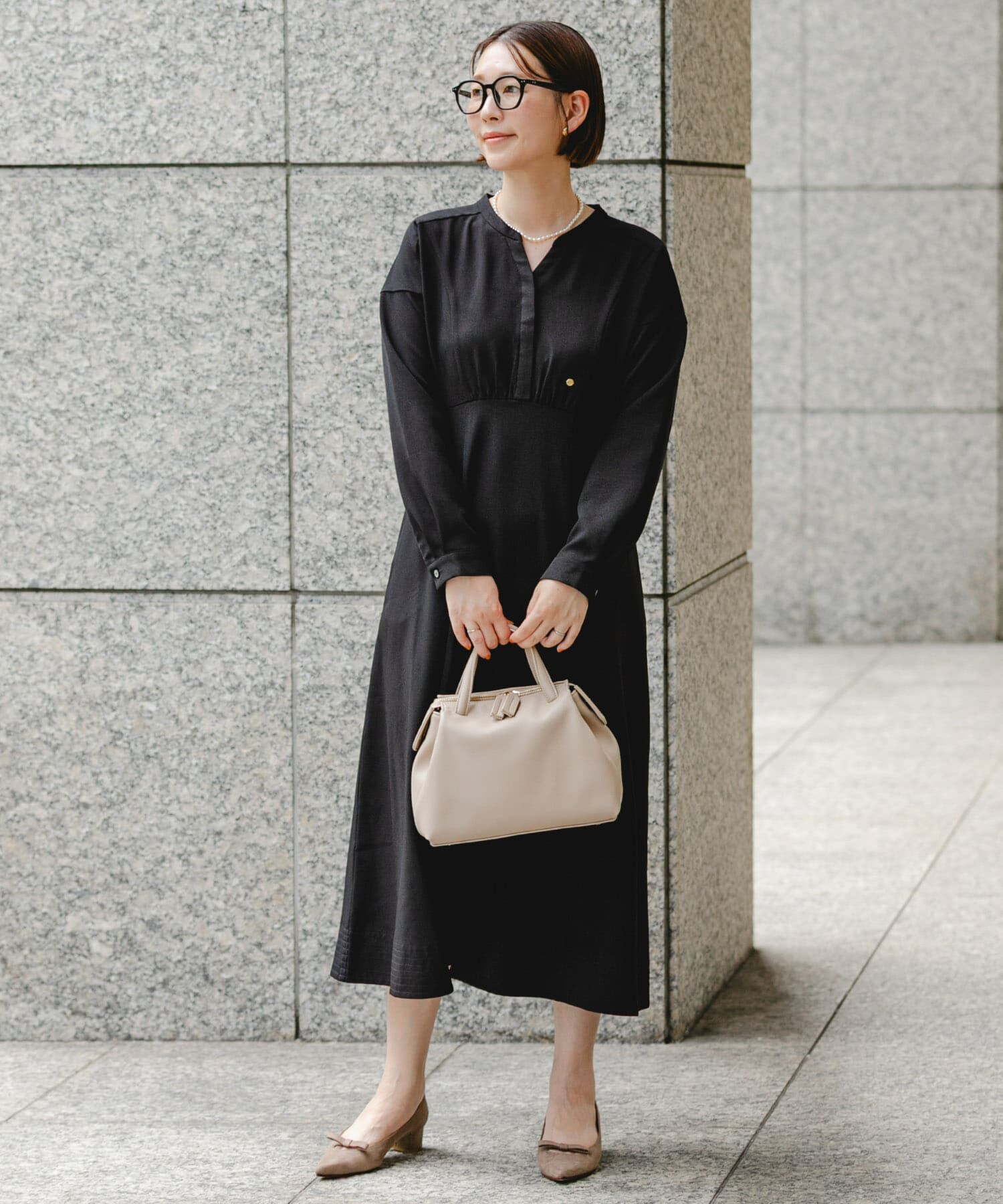 URBAN RESEARCH ROSSO「『UR TECH SMOOTHLUXE』F by ROSSO　キーネックワンピース」|ワンピース|