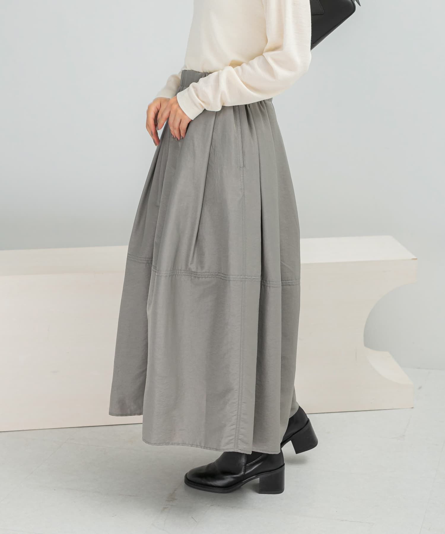 URBAN RESEARCH ROSSO「ヴィンテージサテンギャザースカート」|スカート|