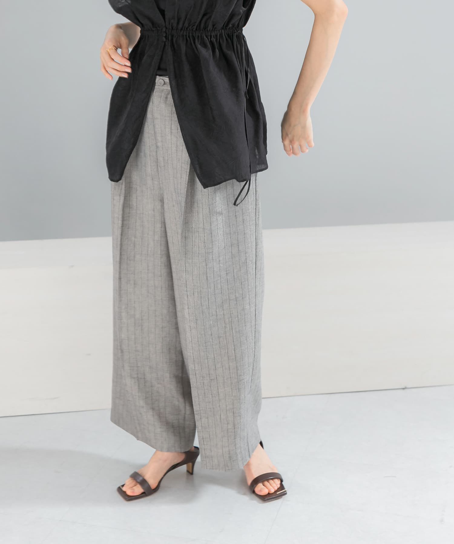 URBAN RESEARCH ROSSO「ラメリネンストライプワイドパンツ」|その他|