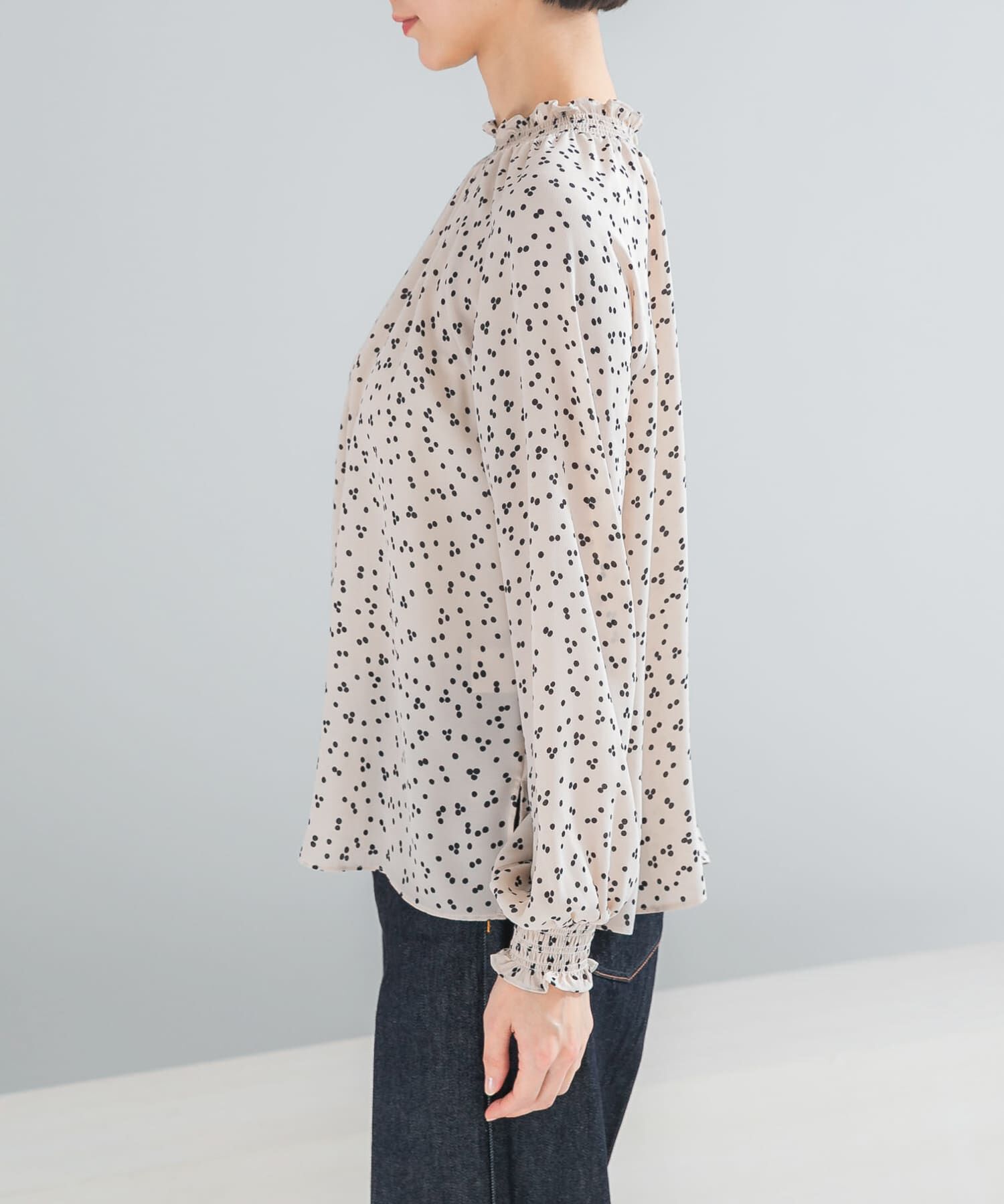 URBAN RESEARCH ROSSO「『WEB/一部店舗限定』ウォッシャブルランダムドットブラウス」|シャツ・ブラウス|