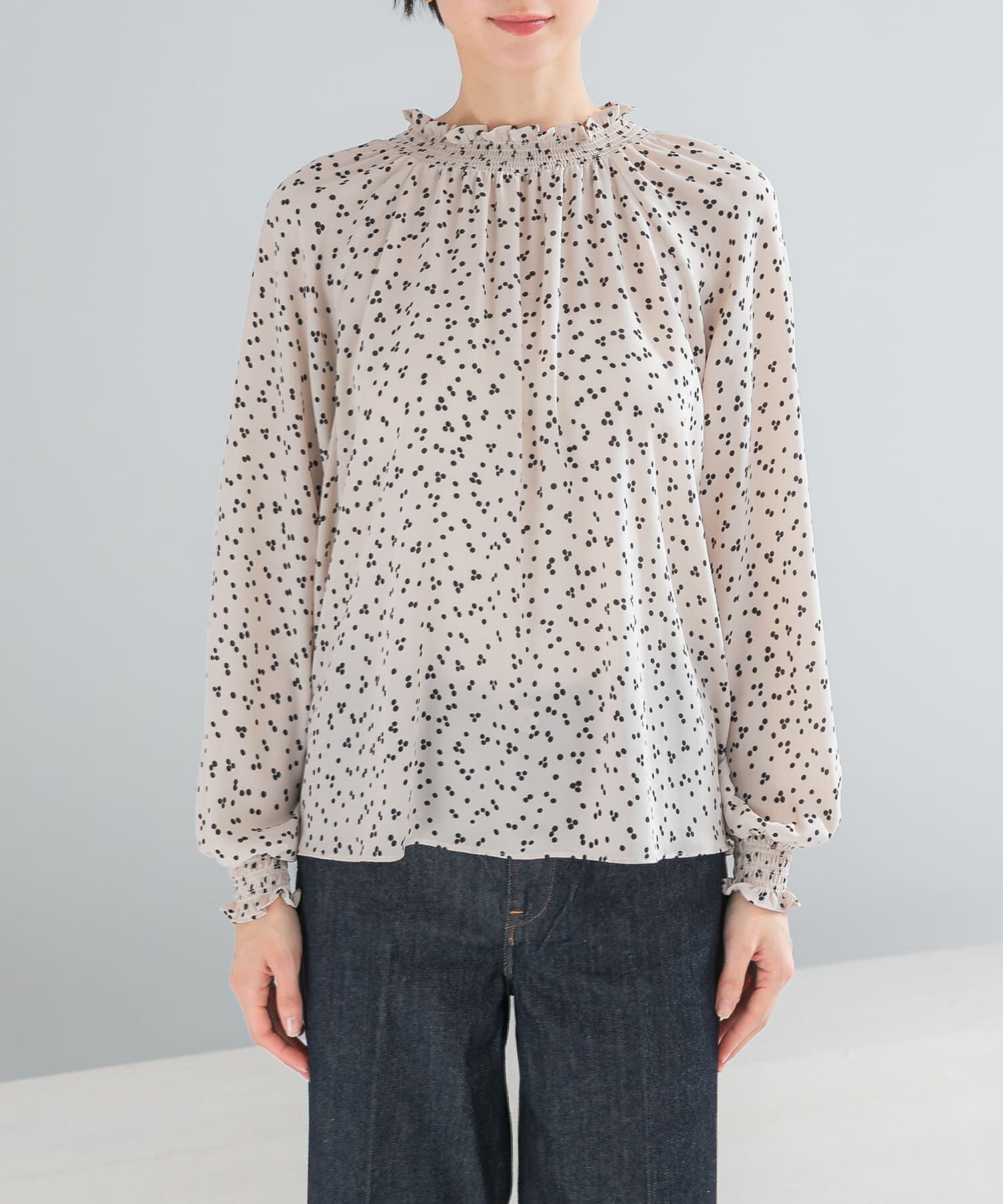 URBAN RESEARCH ROSSO「『WEB/一部店舗限定』ウォッシャブルランダムドットブラウス」|シャツ・ブラウス|