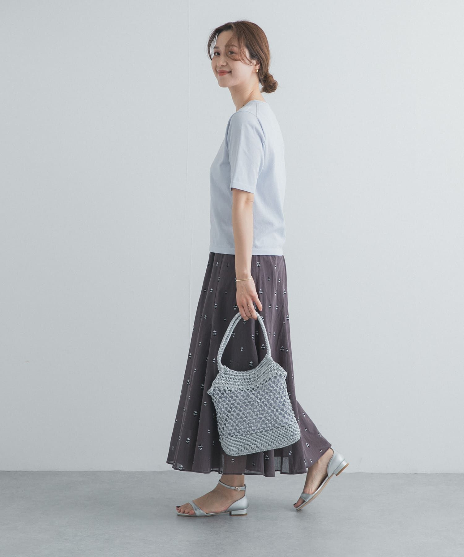 URBAN RESEARCH DOORS「小柄ダマスクプリントフレアスカート」|スカート|