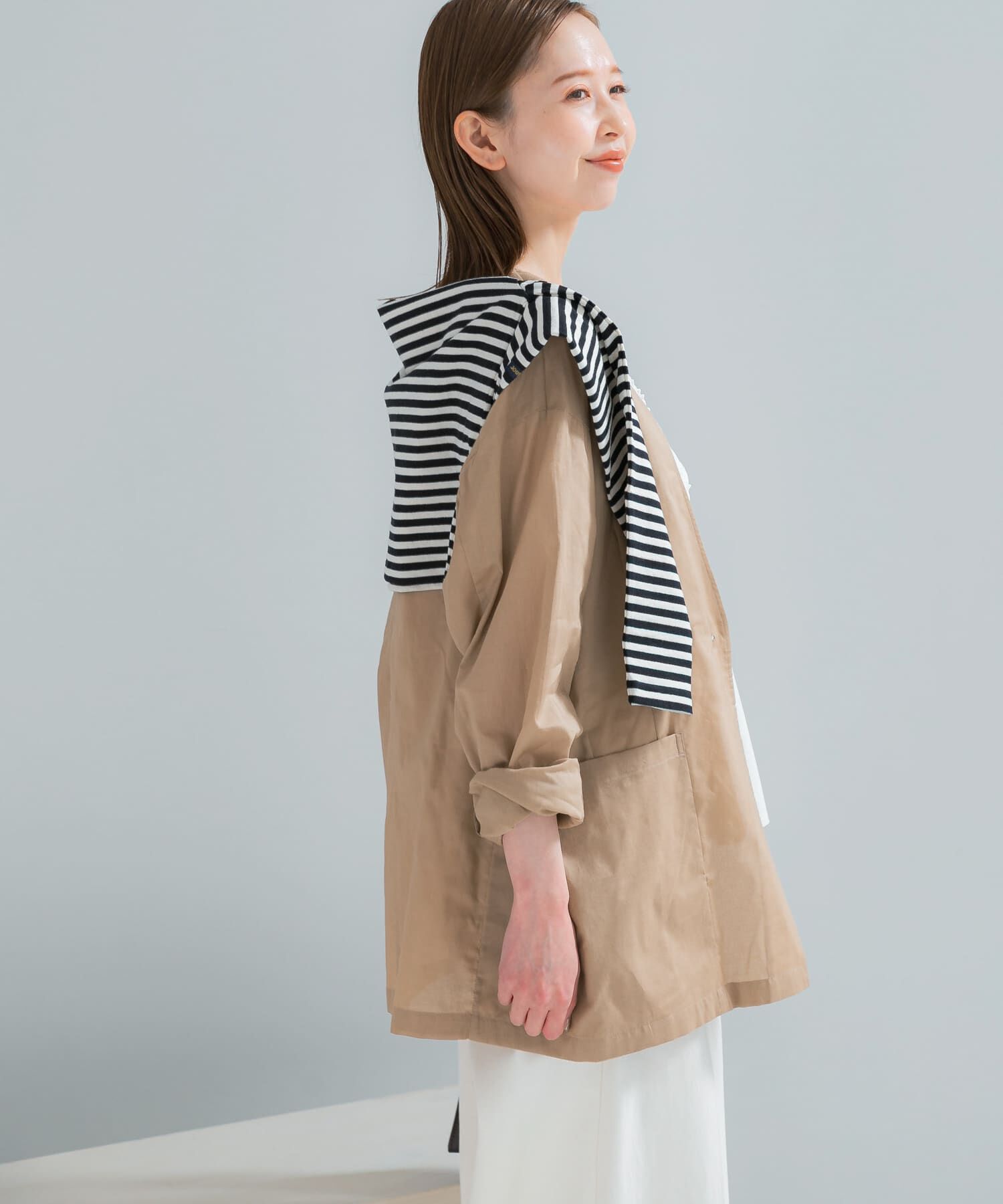 URBAN RESEARCH ROSSO「メモリーコットンライトジャケット」|ノーカラージャケット|