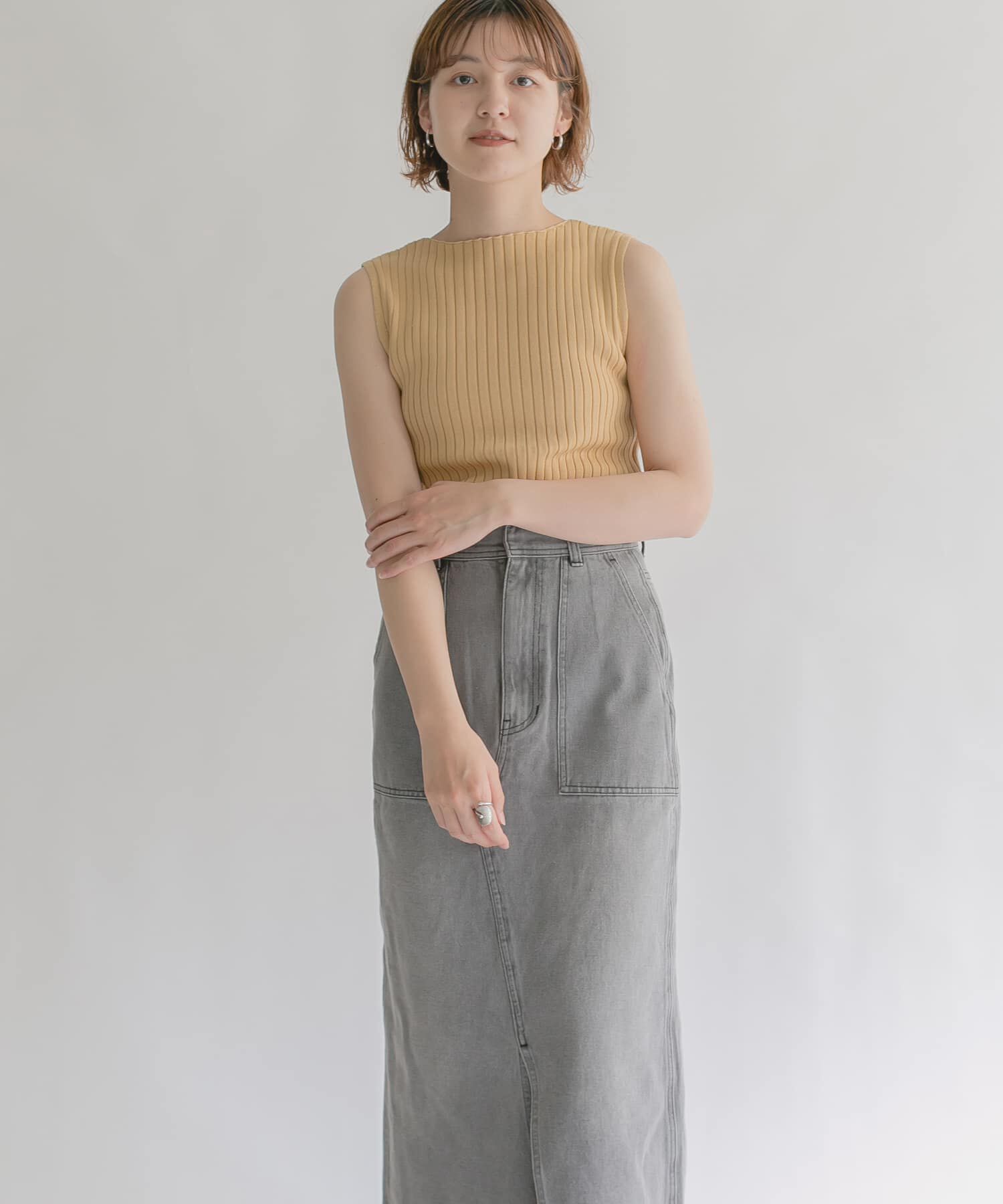  「ボートネックRIBニットタンクトップ」|タンクトップ|