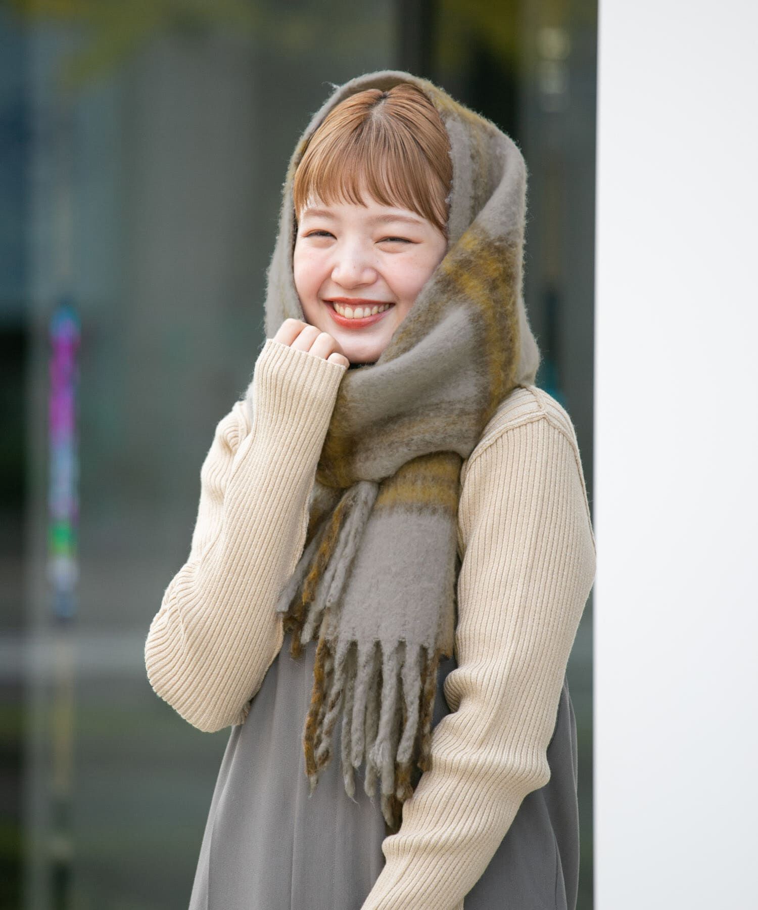  「BIGフリンジチェックストール」|マフラー|