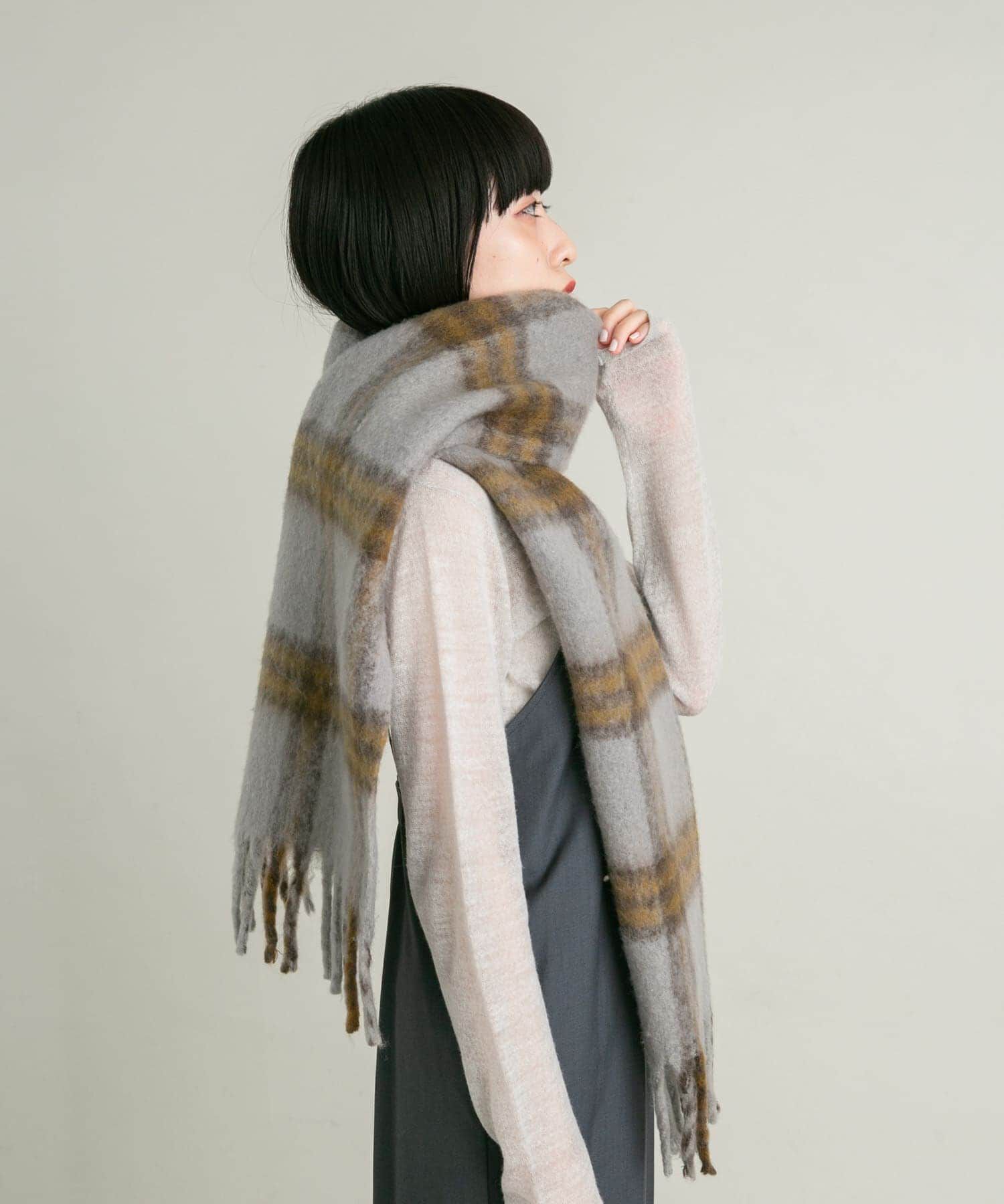  「BIGフリンジチェックストール」|マフラー|