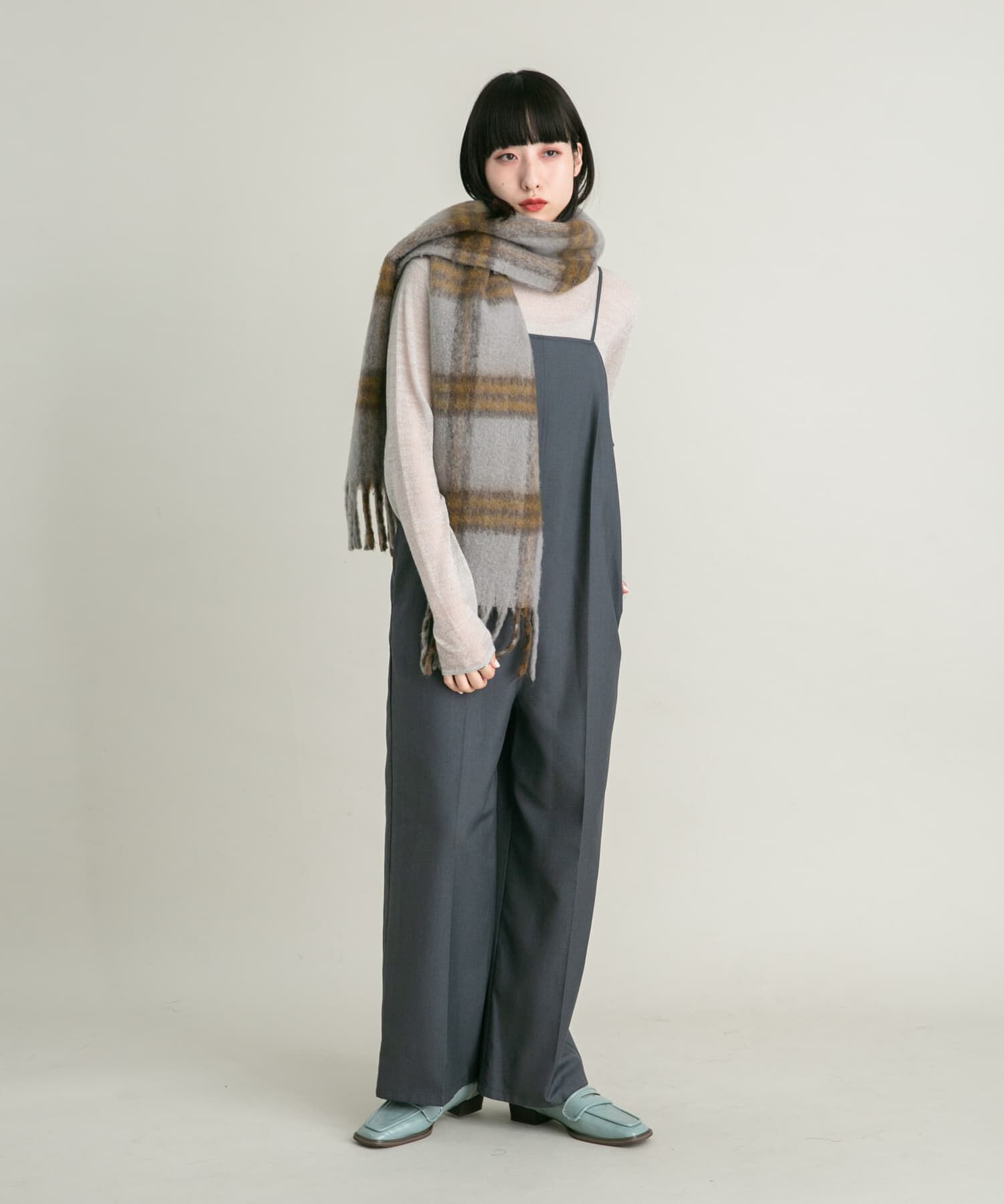  「BIGフリンジチェックストール」|マフラー|