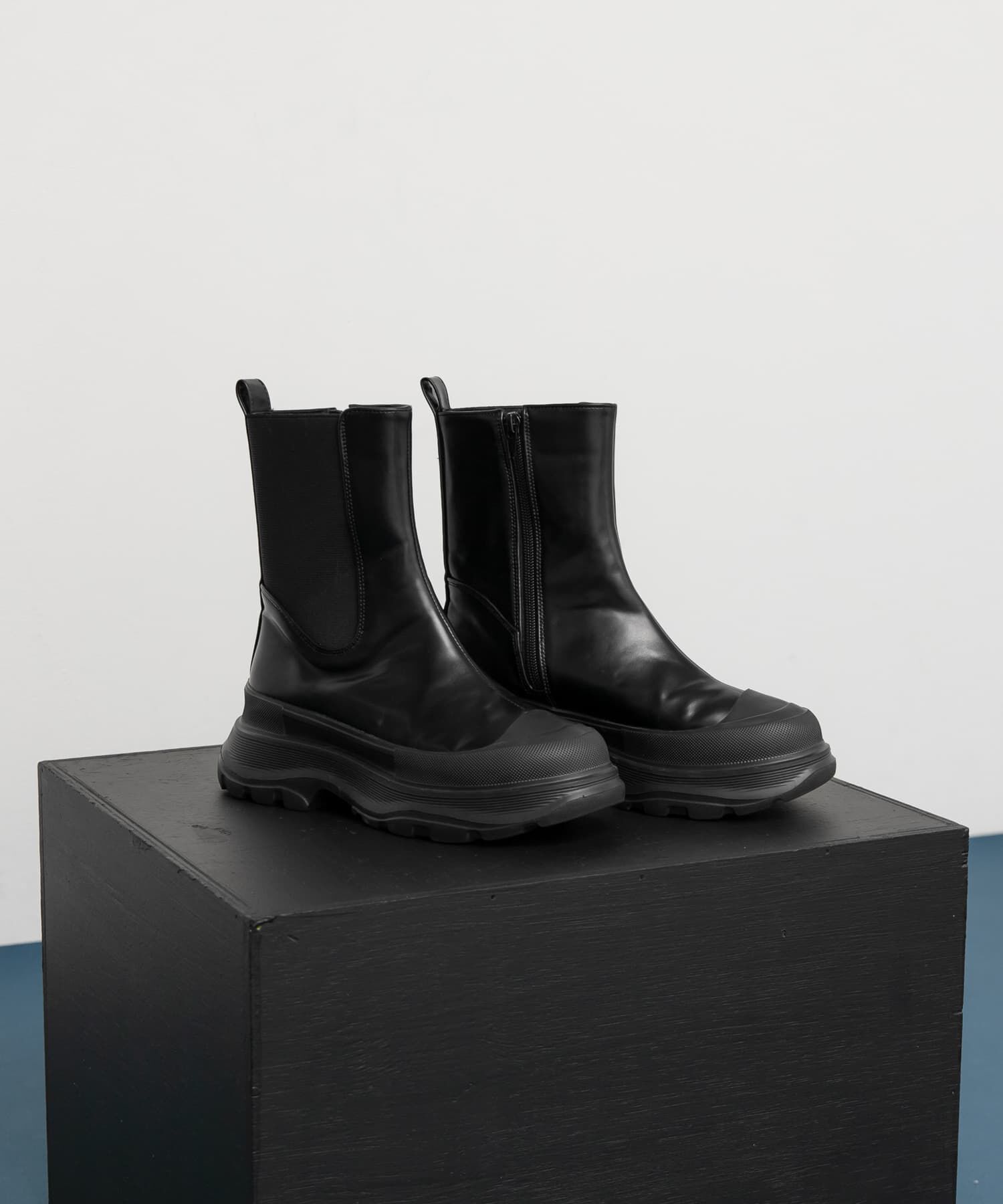  「サイドゴアスニーカーブーツ」|ショートブーツ|ブラック