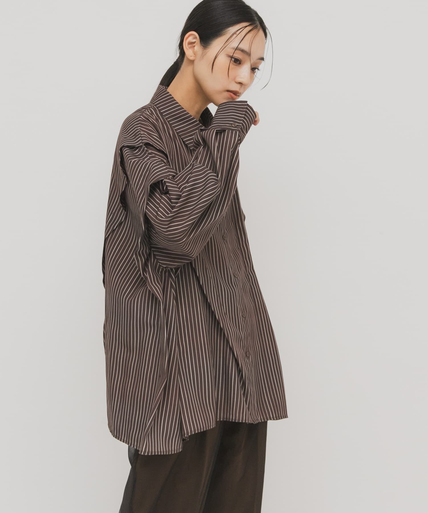  「ランダムタックデザインストライプシャツ」|シャツ・ブラウス|