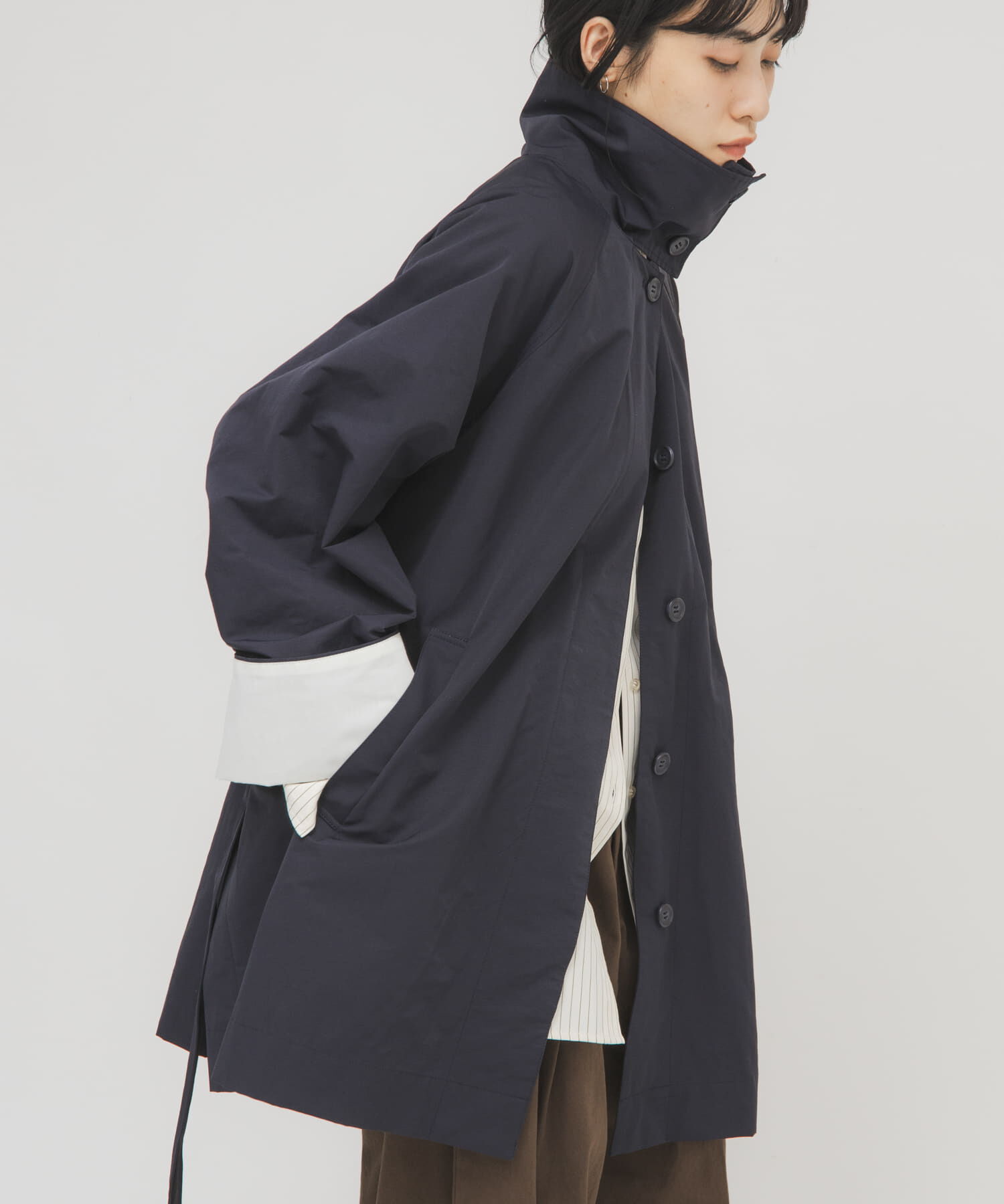  「テントラインBIGミドルコート」|ノーカラーコート|