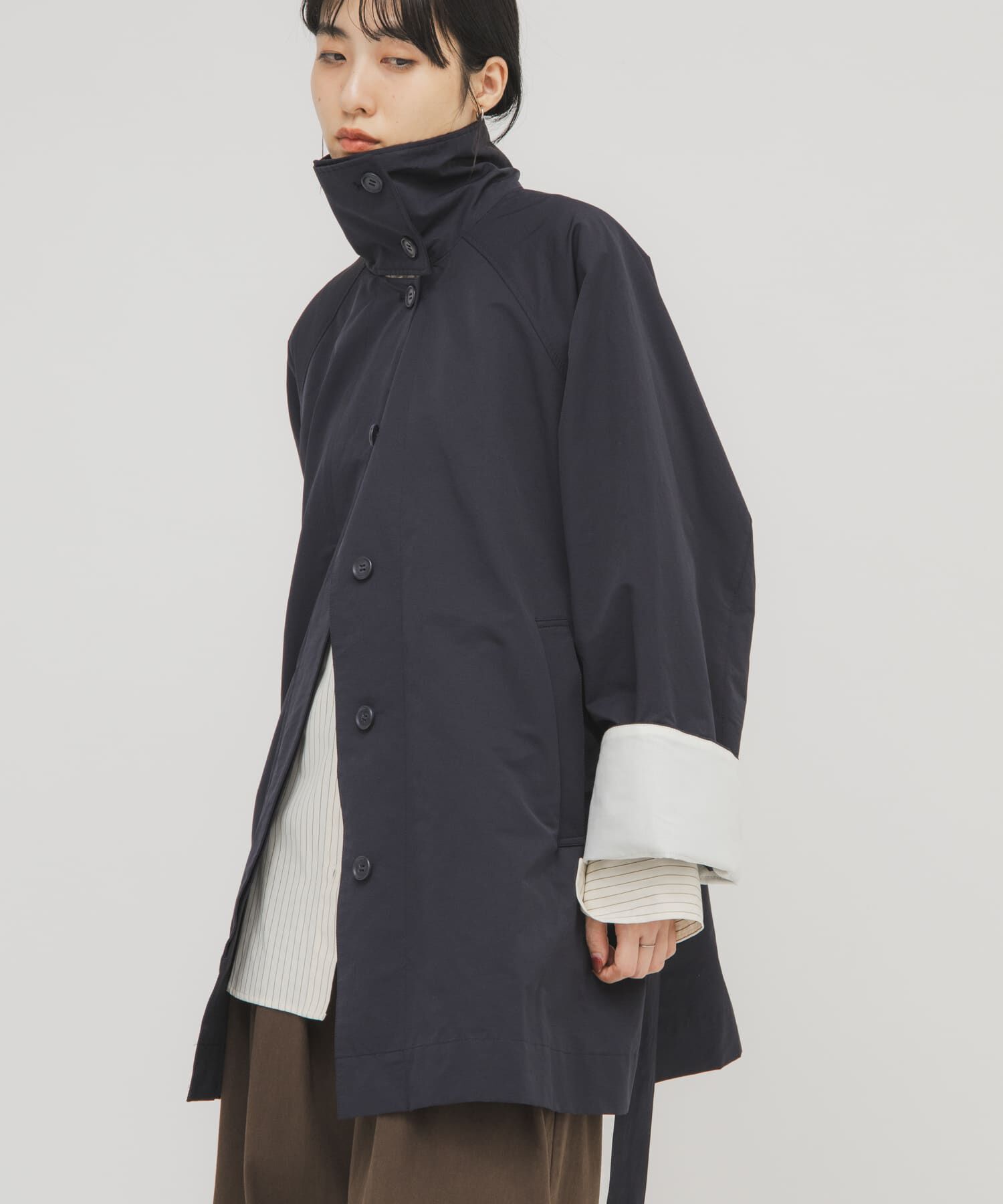  「テントラインBIGミドルコート」|ノーカラーコート|