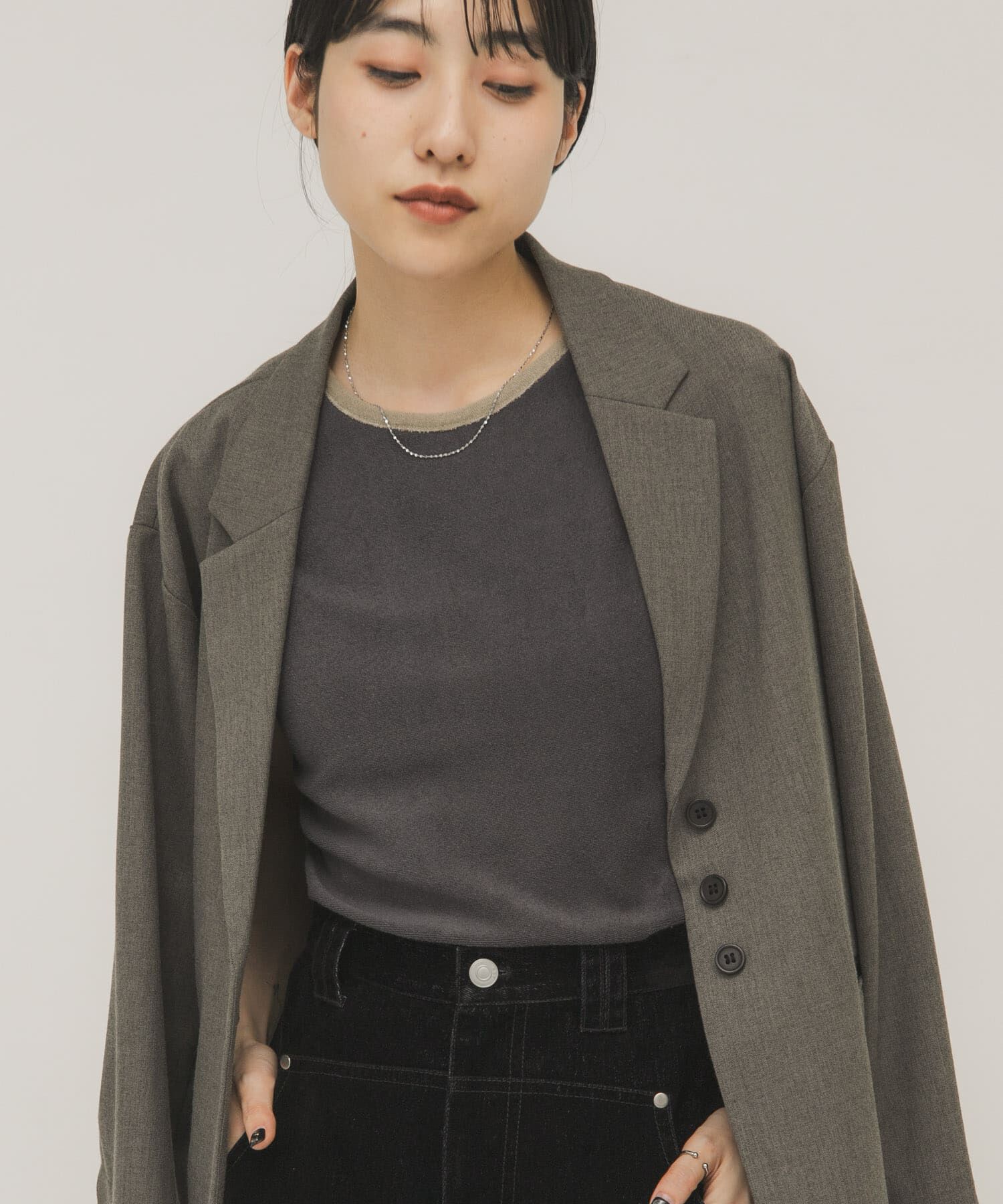  「バイカラーパイルタンク」|タンクトップ|