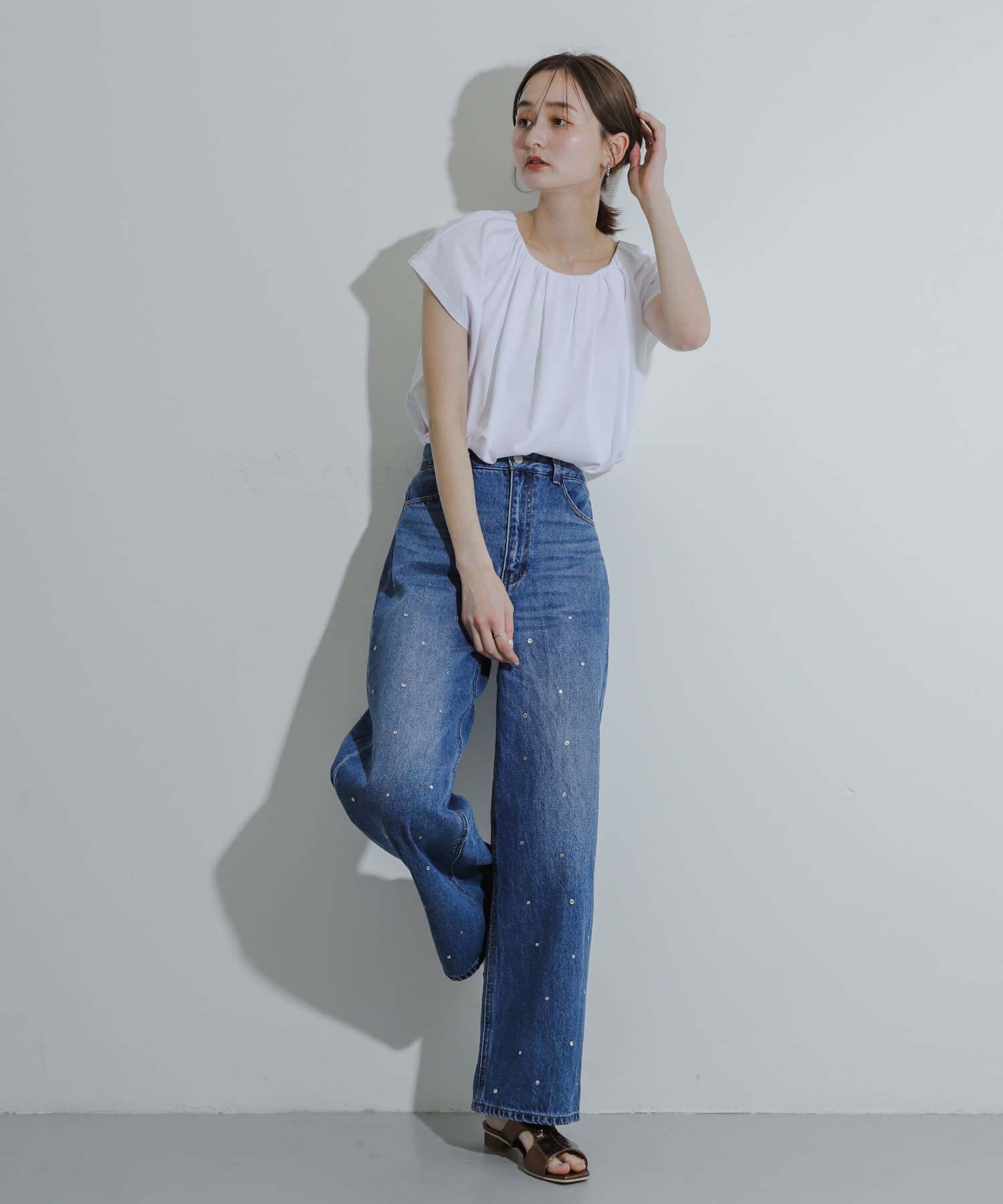 SENSE OF PLACE by URBAN RESEARCH「クールタッチフレンチスリーブタックブラウスTシャツ」|Tシャツ・カットソー|