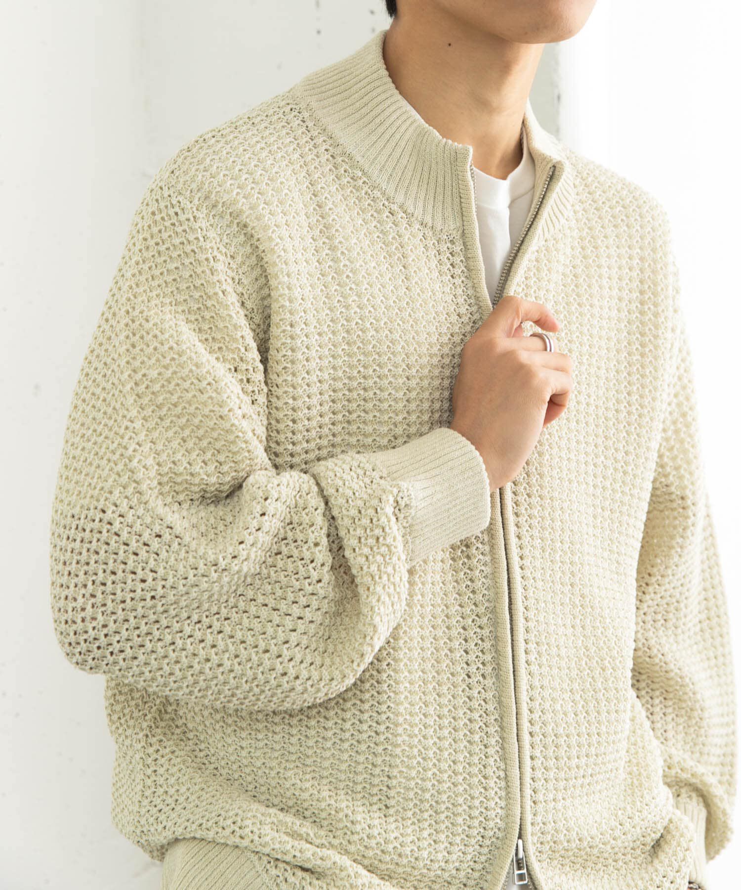 SENSE OF PLACE by URBAN RESEARCH「『ユニセックス』『洗濯可』シアーメッシュドライバーズカーディガン」|カーディガン|