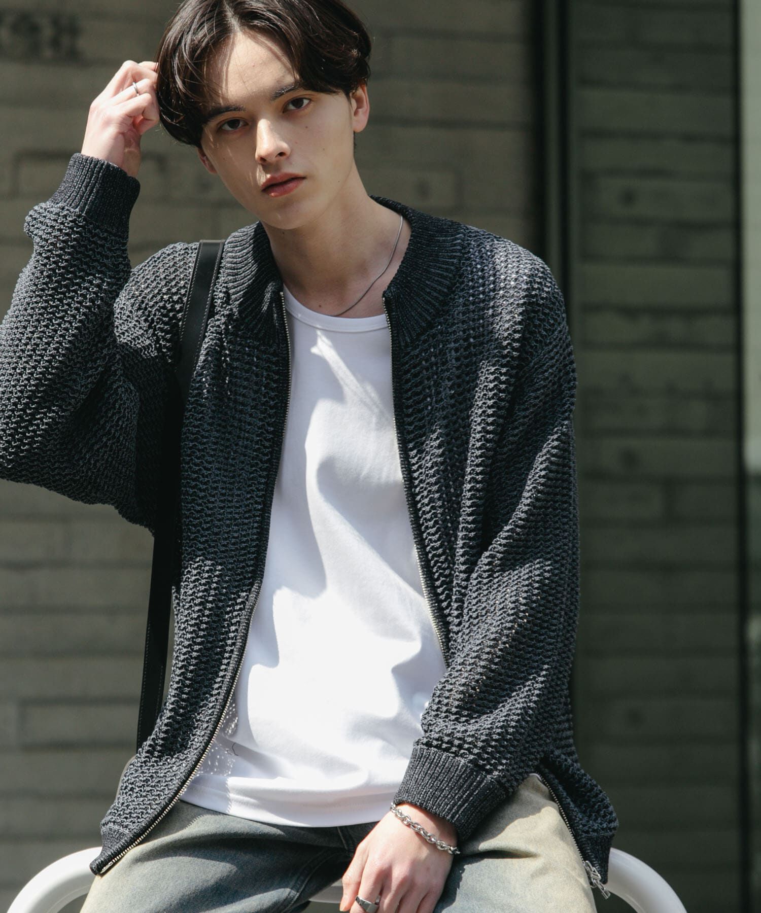 SENSE OF PLACE by URBAN RESEARCH「『ユニセックス』『洗濯可』シアーメッシュドライバーズカーディガン」|カーディガン|