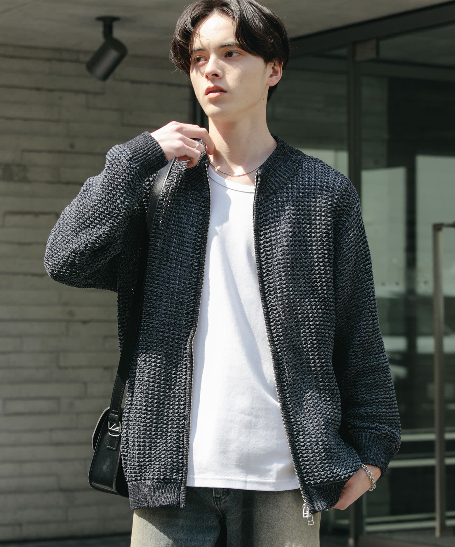 SENSE OF PLACE by URBAN RESEARCH「『ユニセックス』『洗濯可』シアーメッシュドライバーズカーディガン」|カーディガン|