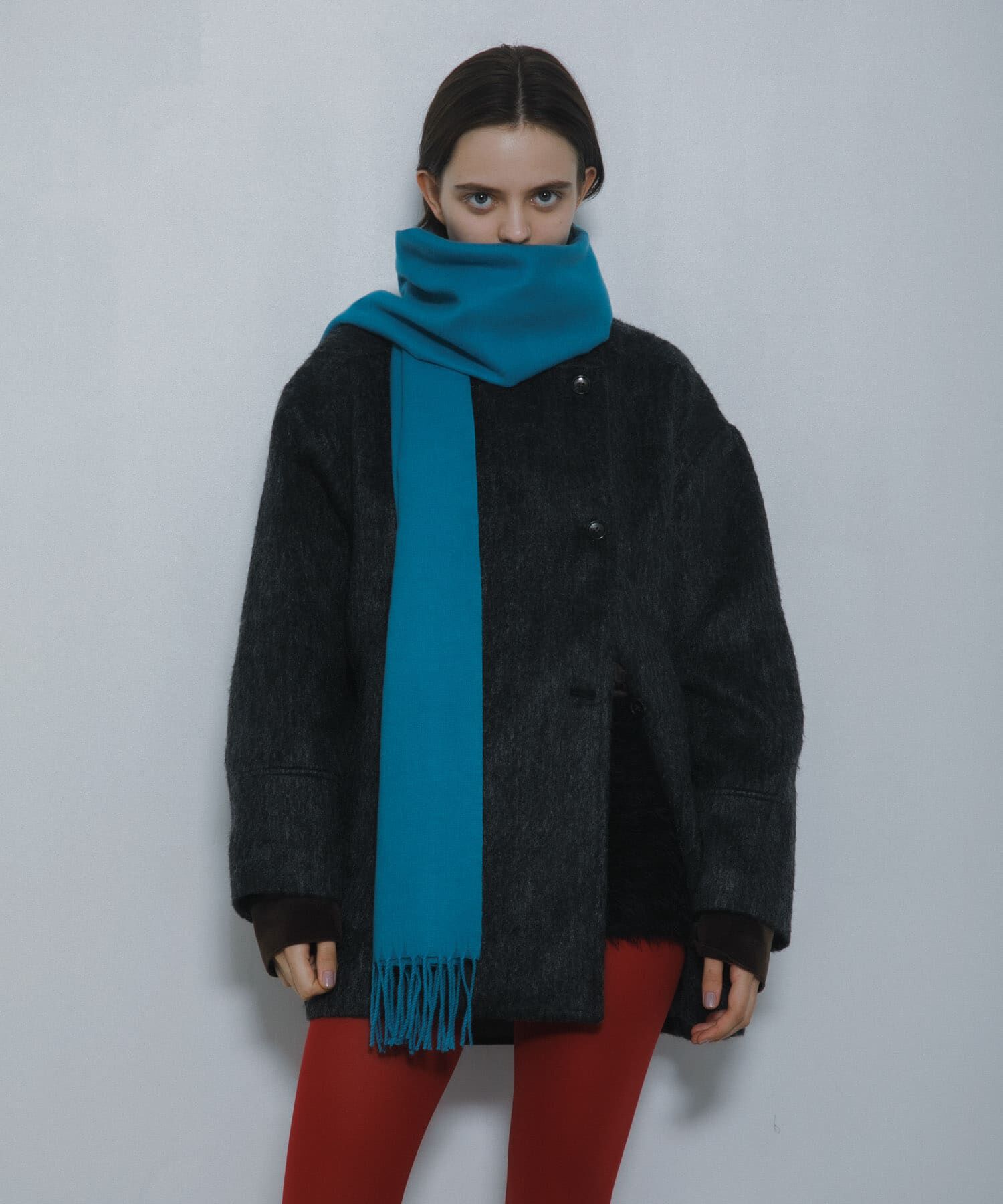 SENSE OF PLACE by URBAN RESEARCH「マルチカラーシャギーコート」|ノーカラーコート|チャコールグレー