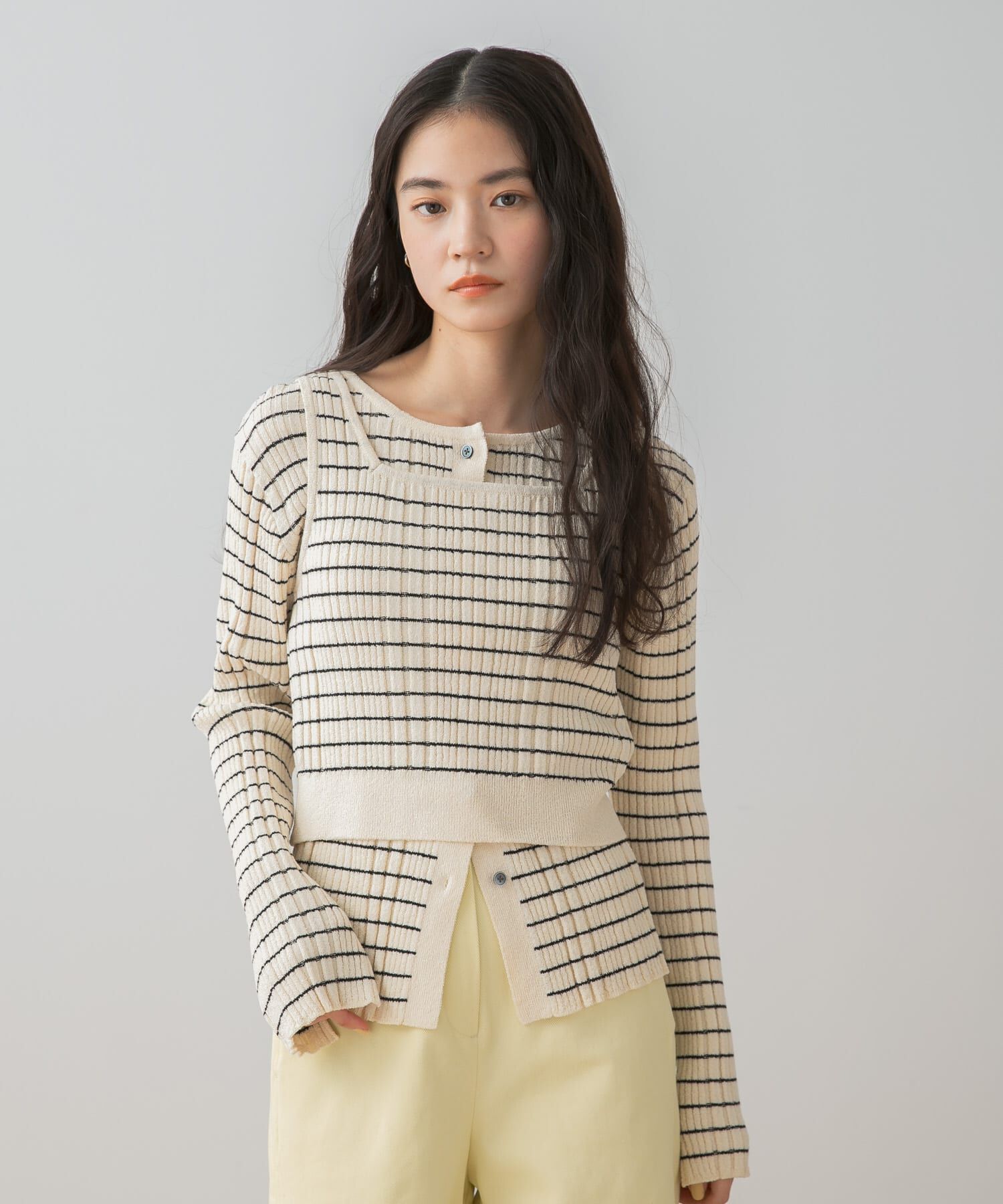 SENSE OF PLACE by URBAN RESEARCH「『洗濯可』2WAYニットアンサンブル」|ニット・セーター|ホワイト系その他