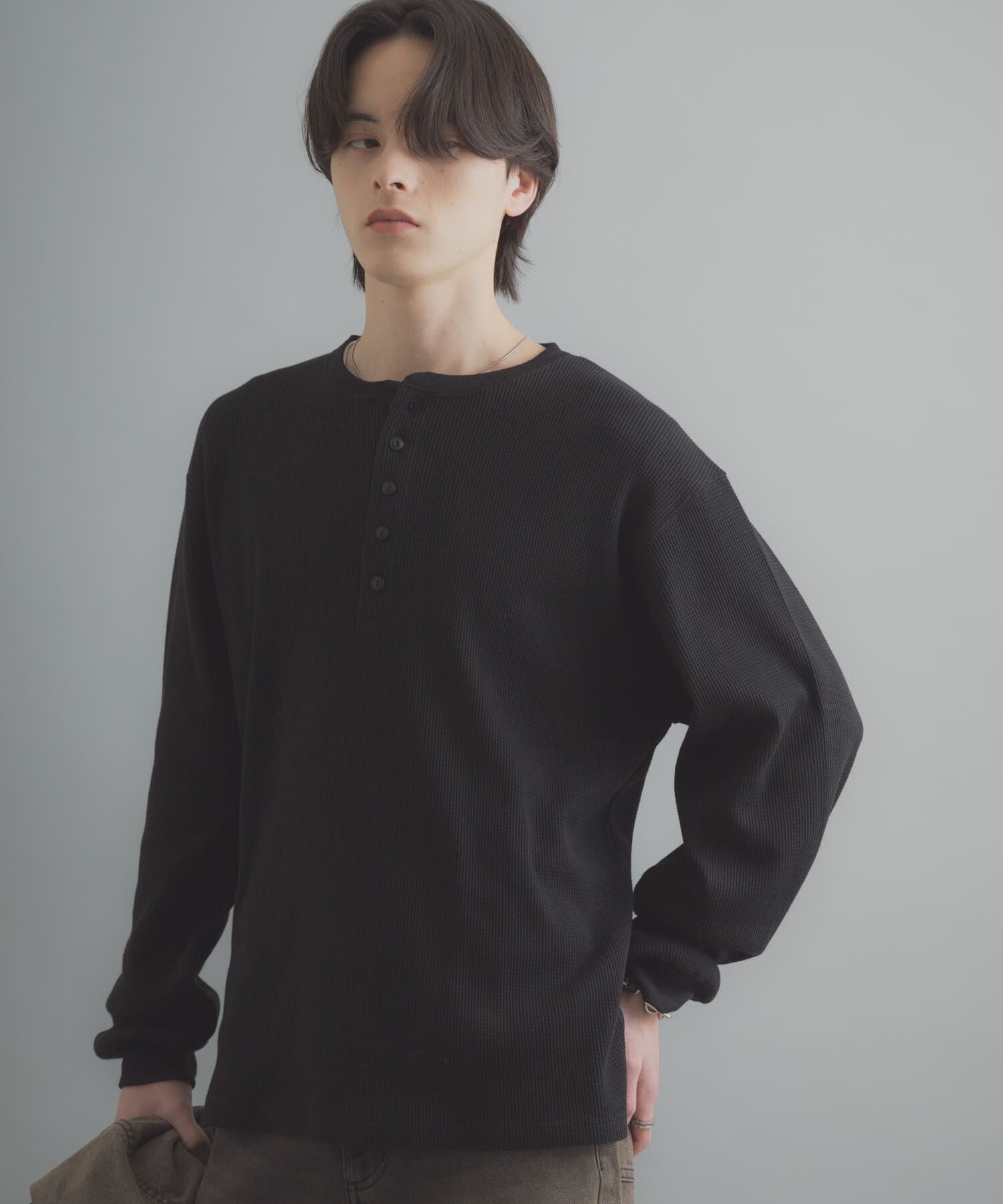 SENSE OF PLACE by URBAN RESEARCH「ワッフルヘンリーネックロングTシャツ」|Tシャツ・カットソー|