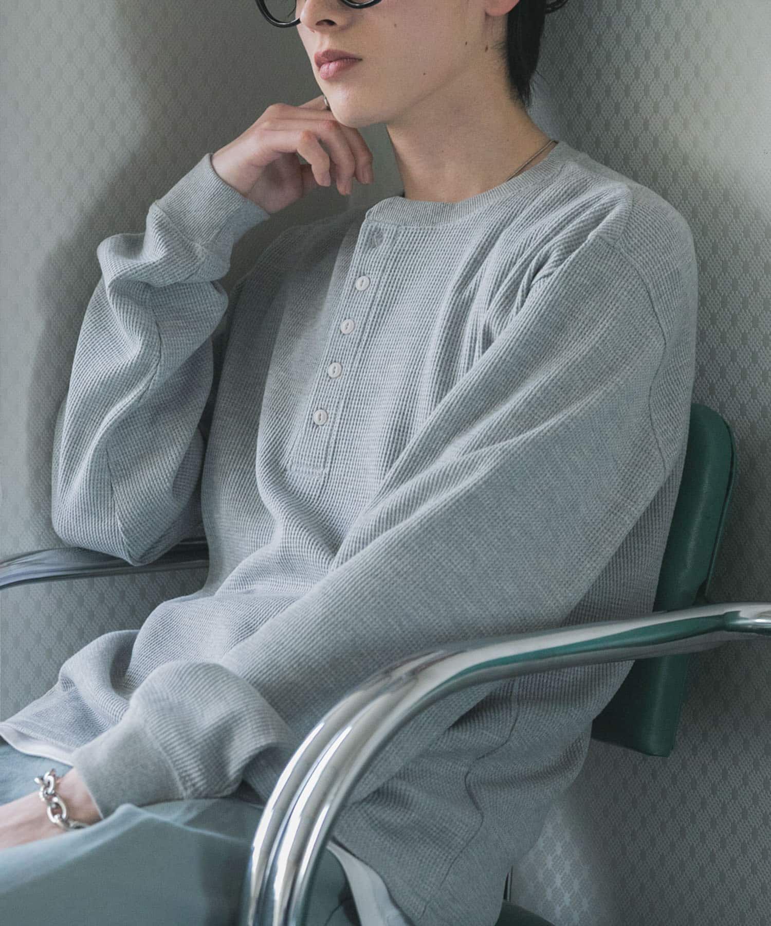 SENSE OF PLACE by URBAN RESEARCH「ワッフルヘンリーネックロングTシャツ」|Tシャツ・カットソー|グレー系その他