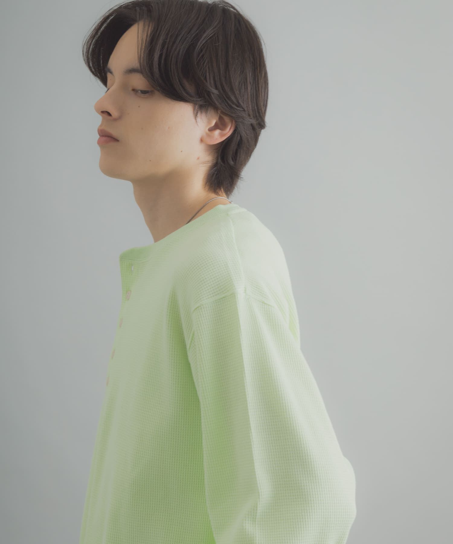SENSE OF PLACE by URBAN RESEARCH「ワッフルヘンリーネックロングTシャツ」|Tシャツ・カットソー|ミント