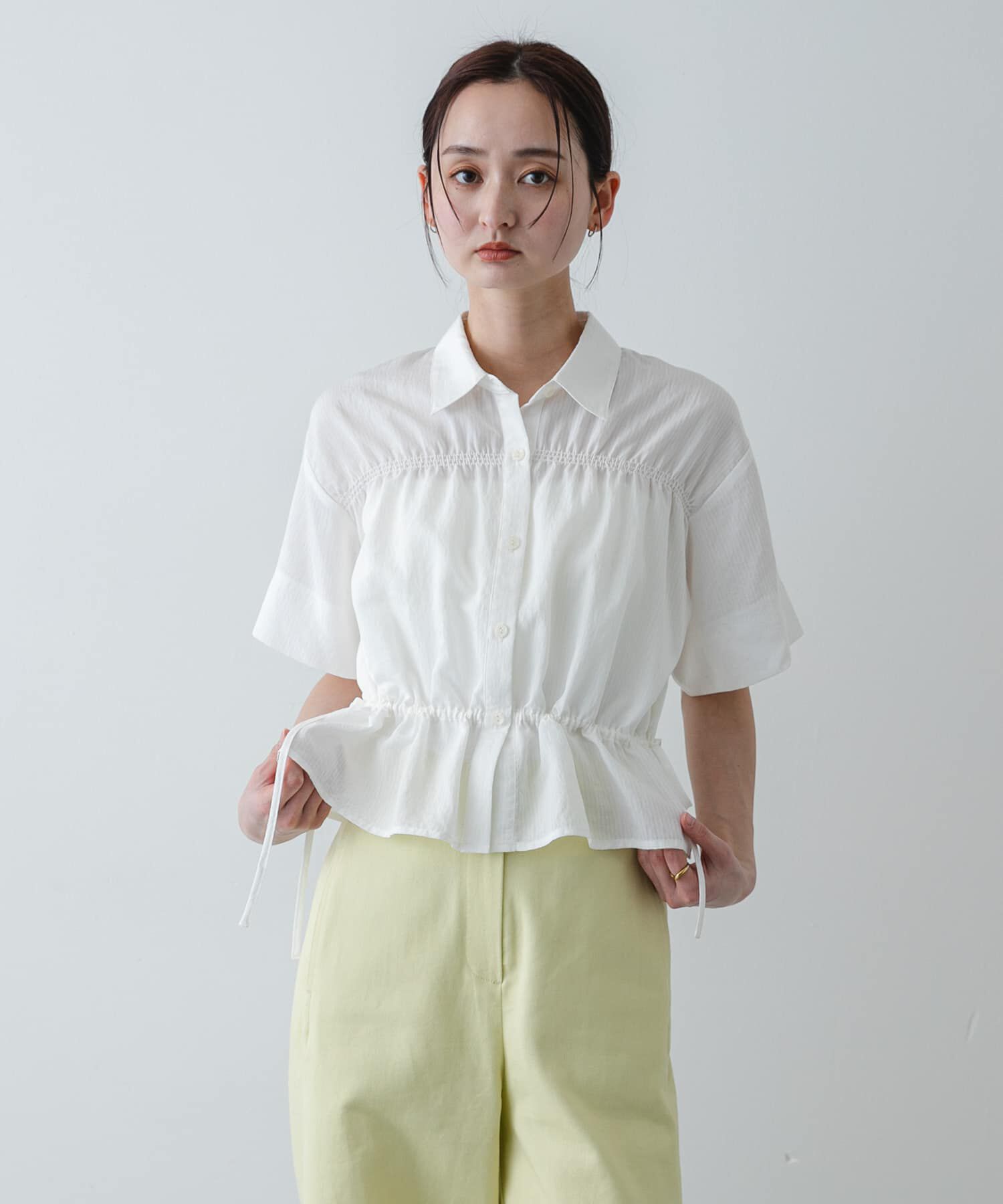 SENSE OF PLACE by URBAN RESEARCH「クロップドペプラムシャーリングシャツ」|シャツ・ブラウス|