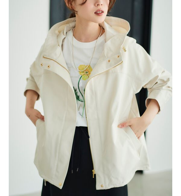 le.coeur blanc「ツイルストレッチフードブルゾン」|ブルゾン・スタジャン|アイボリー