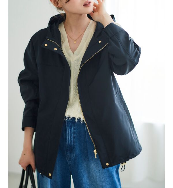 le.coeur blanc「ツイルストレッチフードブルゾン」|ブルゾン・スタジャン|ネイビー