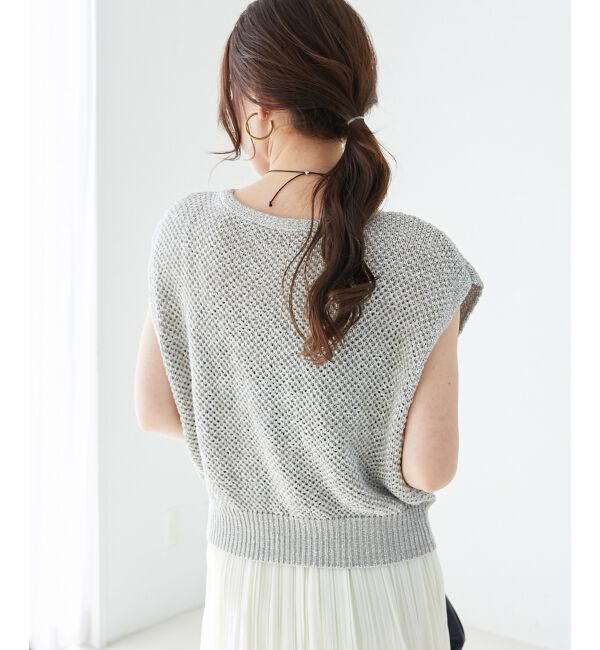  「《手洗い可能》スパンコールメッシュ2WAYニットベスト」|ベスト・ジレ|