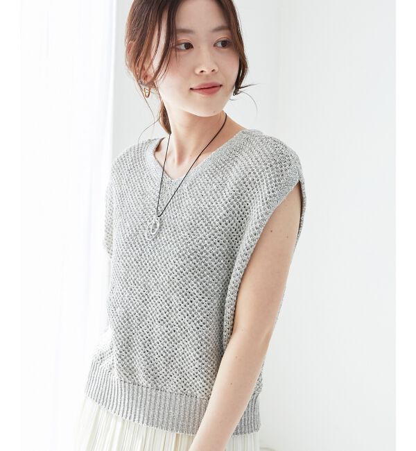  「《手洗い可能》スパンコールメッシュ2WAYニットベスト」|ベスト・ジレ|