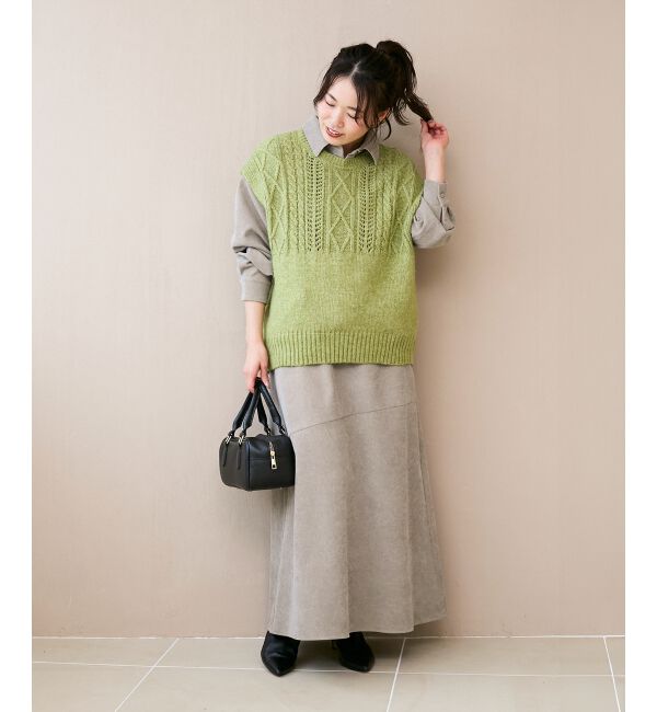  「《WEB限定アイテム》ケーブル柄ニットベスト」|ベスト・ジレ|