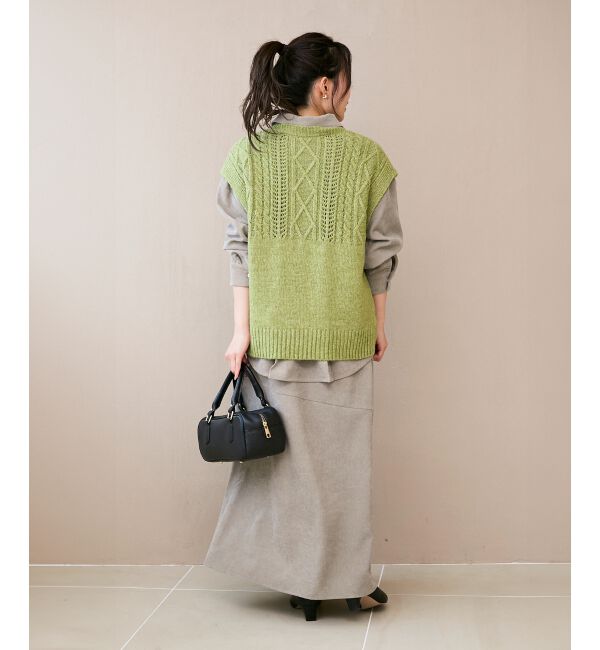  「《WEB限定アイテム》ケーブル柄ニットベスト」|ベスト・ジレ|
