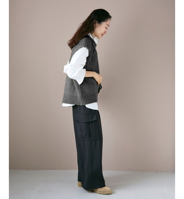  「《WEB限定アイテム》ケーブル柄ニットベスト」|ベスト・ジレ|