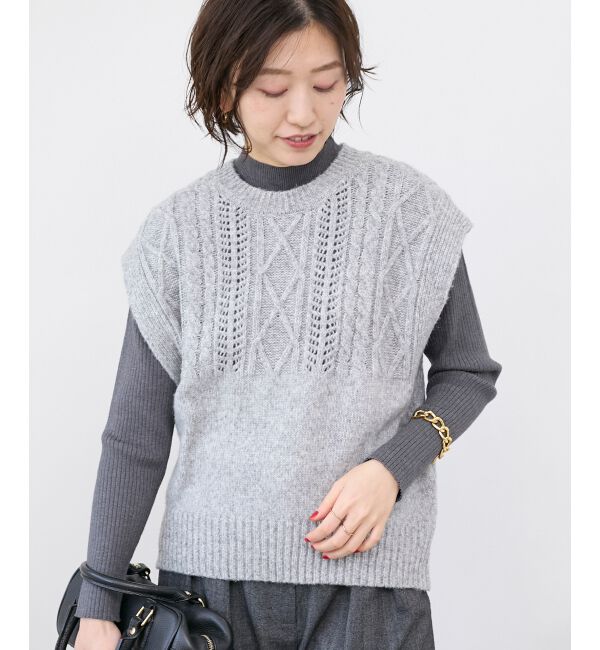  「《WEB限定アイテム》ケーブル柄ニットベスト」|ベスト・ジレ|