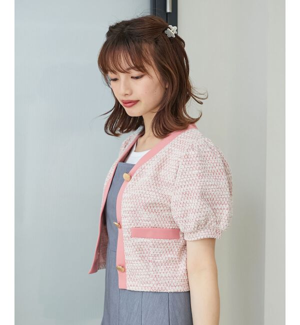 MAJESTICLEGON「カットツイードカーディガン」|カーディガン|