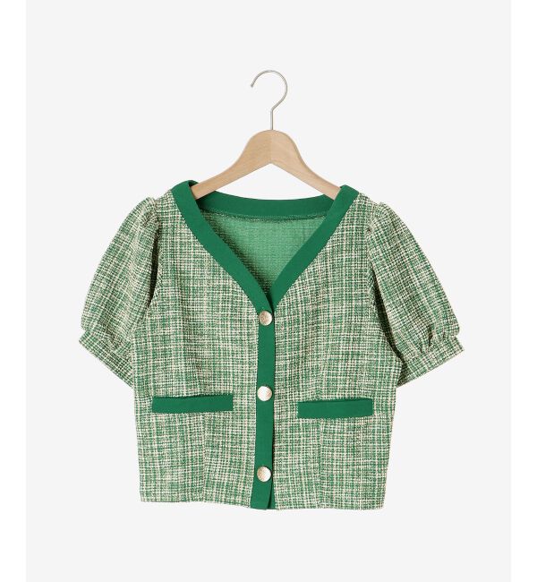 MAJESTICLEGON「カットツイードカーディガン」|カーディガン|