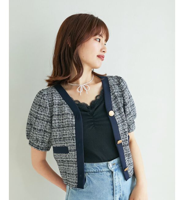 MAJESTICLEGON「カットツイードカーディガン」|カーディガン|