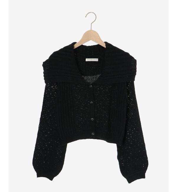  「ビッグカラー透かしニットカーデ」|カーディガン|