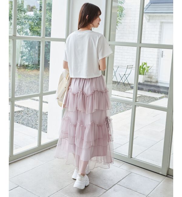 MAJESTICLEGON「チュールギャザーティアードスカート」|スカート|