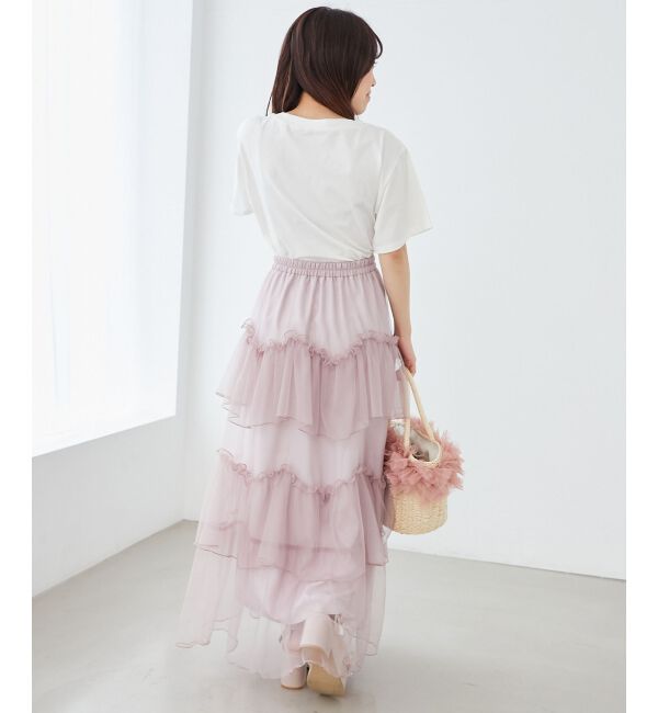 MAJESTICLEGON「チュールギャザーティアードスカート」|スカート|