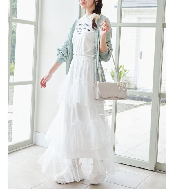 MAJESTICLEGON「チュールギャザーティアードスカート」|スカート|