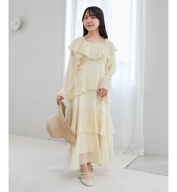 MAJESTICLEGON「エアリーフリルロングワンピース」|ワンピース|