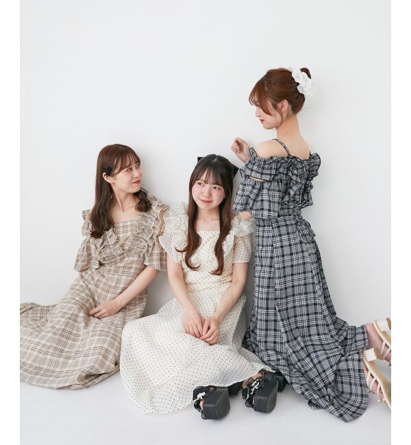  「バックレースアップフリルワンピース」|ワンピース|