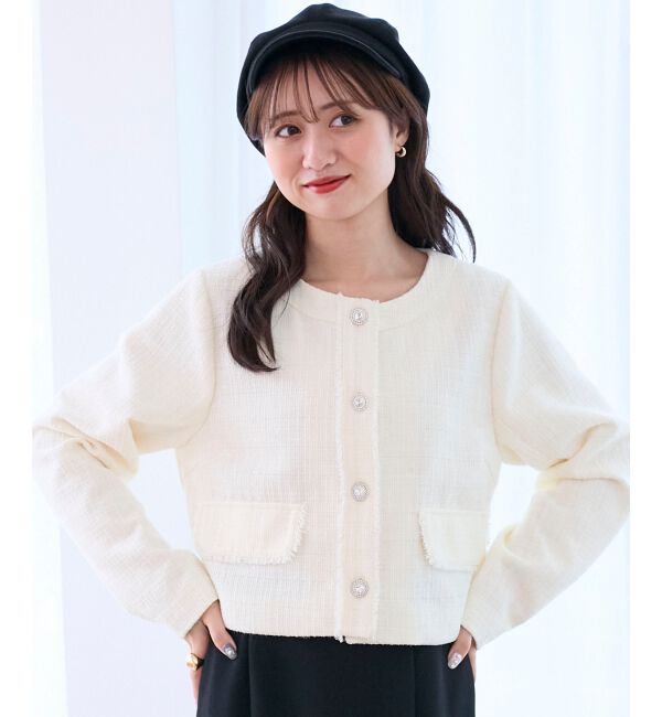  「ツイードフリンジジャケット」|その他|アイボリー