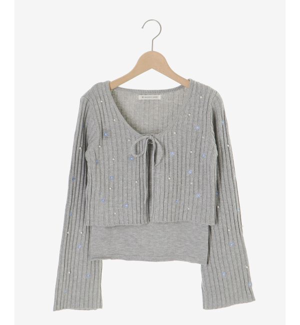  「キャミセットフラワー刺繍カーデ」|カーディガン|