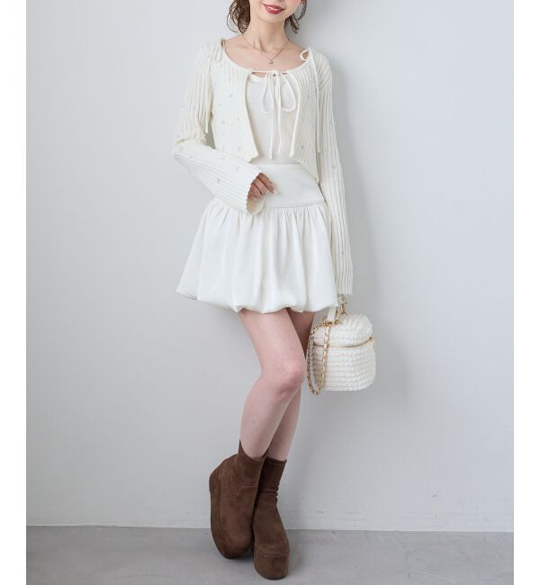  「キャミセットフラワー刺繍カーデ」|カーディガン|