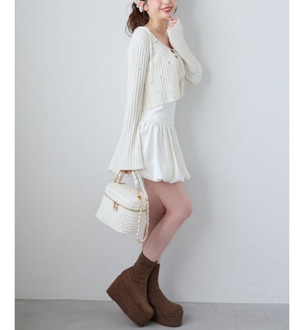  「キャミセットフラワー刺繍カーデ」|カーディガン|