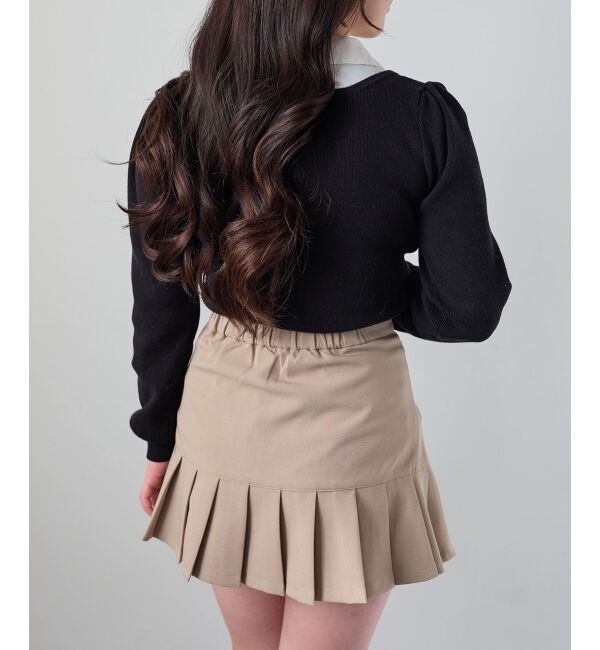  「シャツレイヤードライクボウタイニット」|ニット・セーター|